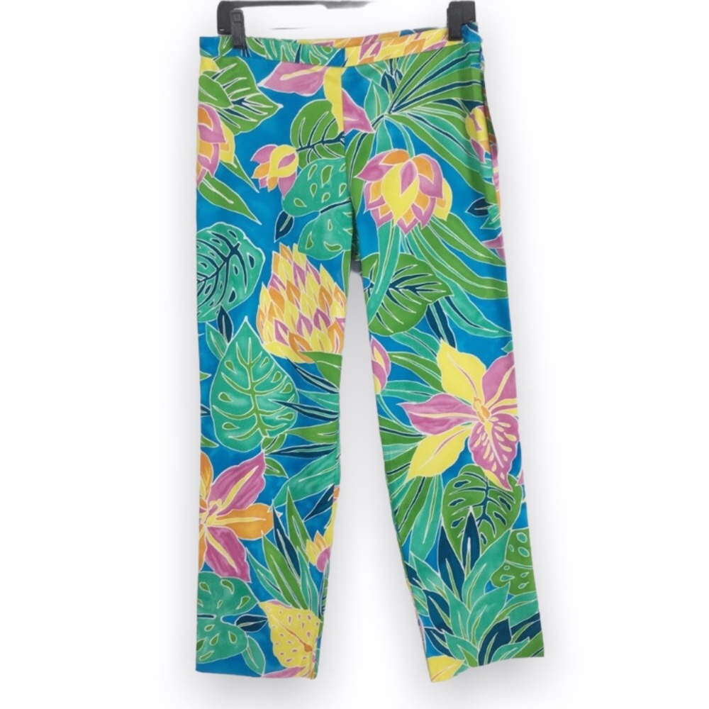 NWT Ralph Lauren Womens Size 8 Green Blue Tropical‎ Palm Pants Vacation Resort